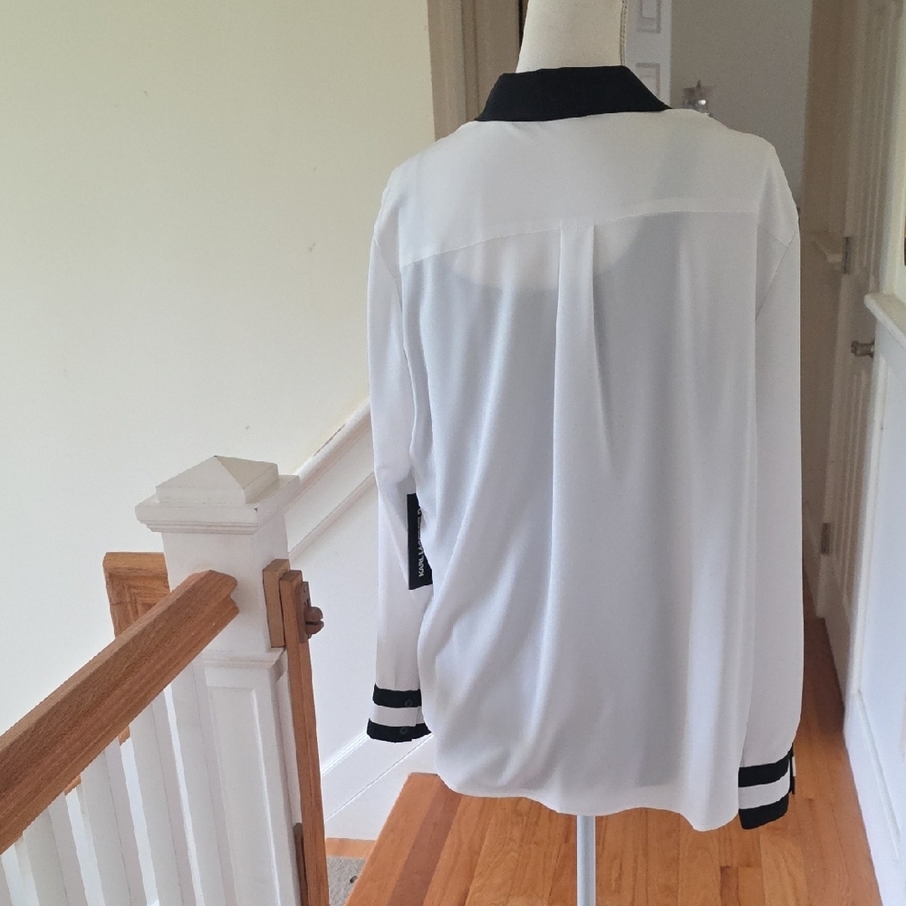 NWT- Karl Lagerfeld Black and White Top - Picture 5 of 7